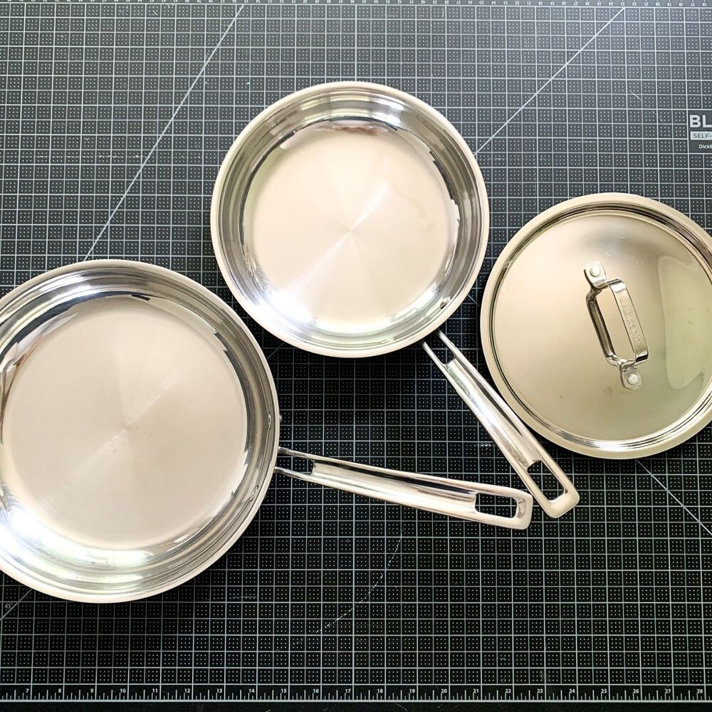 Cuisinart 10" and  8” Stainless Steel Skillet Fry Pan w/ 8" Lid Induction Ready